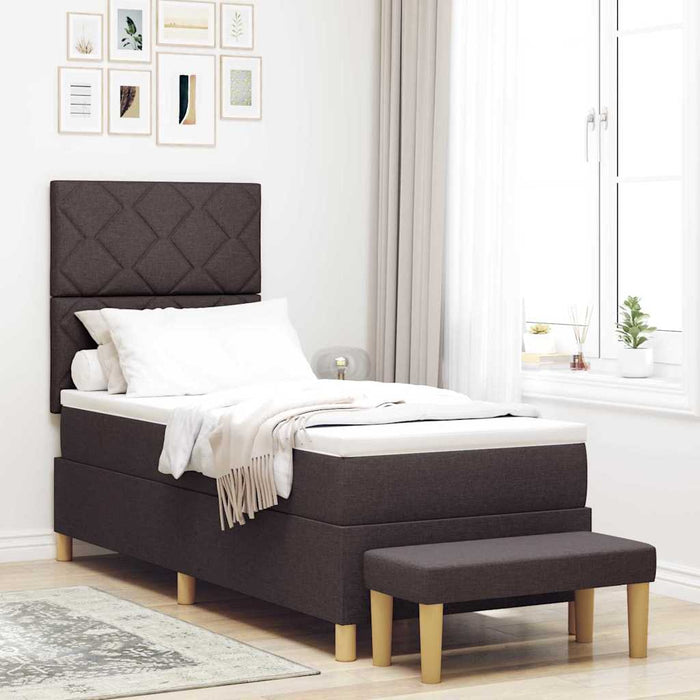 Pat cu arcuri cu headboard Maro închis 200 x 80 cm țesătură WALTI