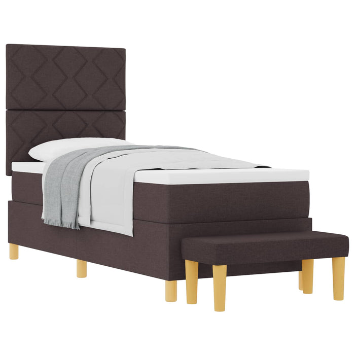 Pat cu arcuri cu headboard Maro închis 200 x 80 cm țesătură WALTI