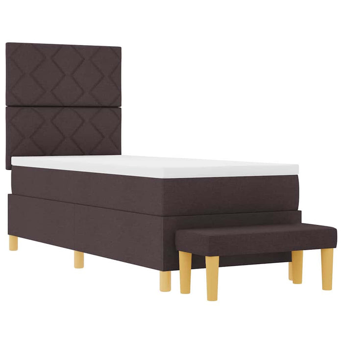 Pat cu arcuri cu headboard Maro închis 200 x 80 cm țesătură WALTI