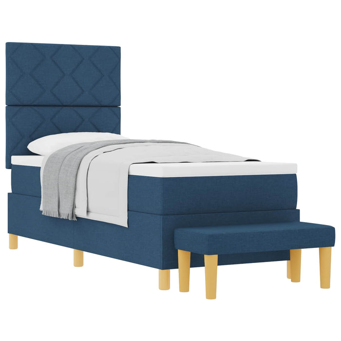 Pat cu arcuri cu headboard albastru 200 x 80 cm țesătură WALTI