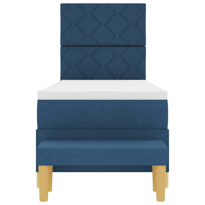 Pat cu arcuri cu headboard albastru 200 x 80 cm țesătură WALTI