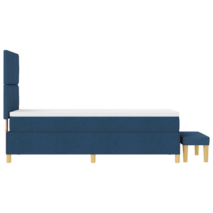 Pat cu arcuri cu headboard albastru 200 x 80 cm țesătură WALTI