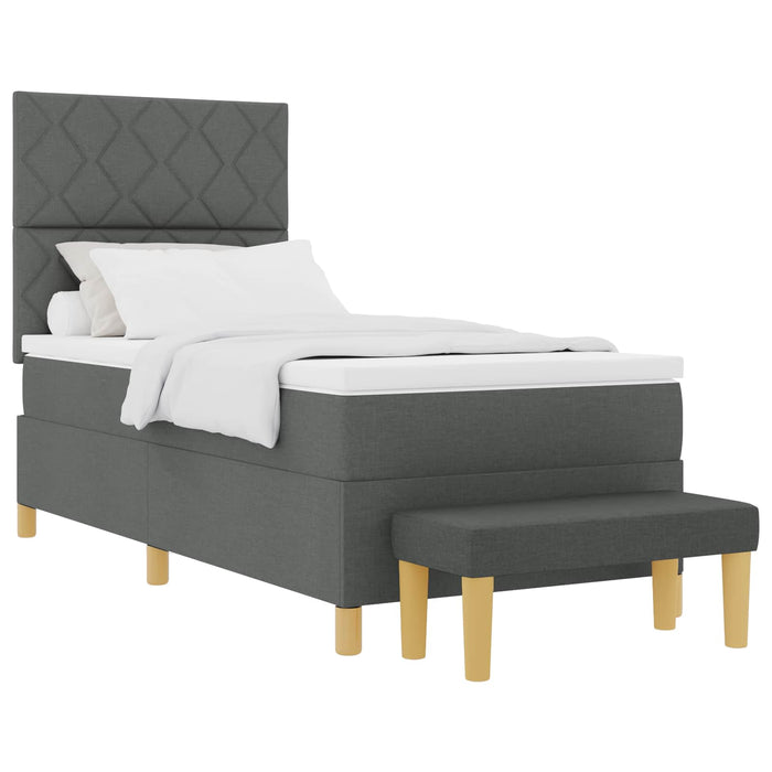 Pat cu arcuri cu pernă Gri închis 190 x 90 cm țesătură WALTI