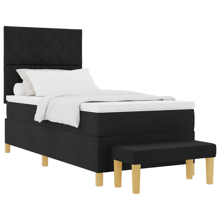 Pat cu arcuri cu pernă cu headboard Negru 190 x 90 cm țesătură WALTI