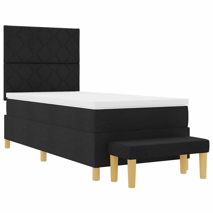 Pat cu arcuri cu pernă cu headboard Negru 190 x 90 cm țesătură WALTI