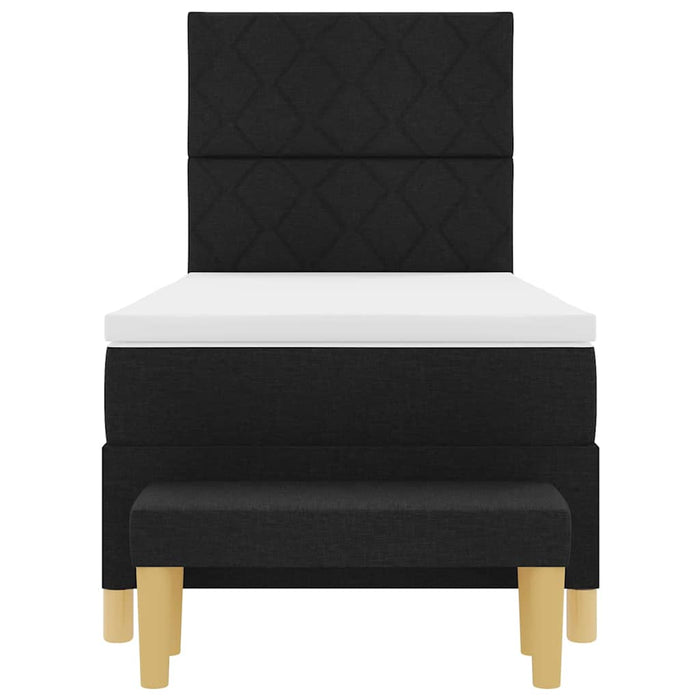 Pat cu arcuri cu pernă cu headboard Negru 190 x 90 cm țesătură WALTI