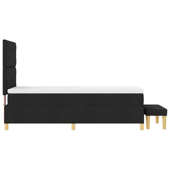 Pat cu arcuri cu pernă cu headboard Negru 190 x 90 cm țesătură WALTI