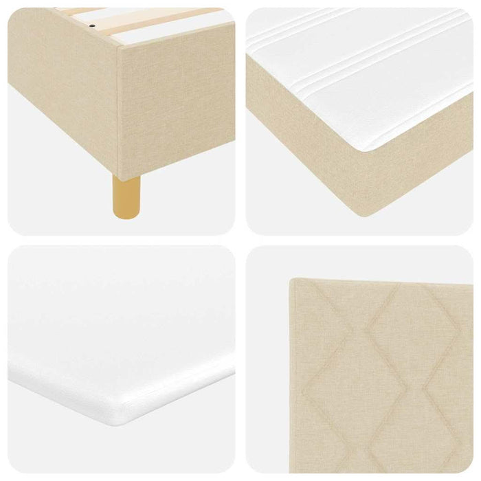 Pat cu arcuri cu pernă cu headboard Crem 190 x 90 cm țesătură WALTI
