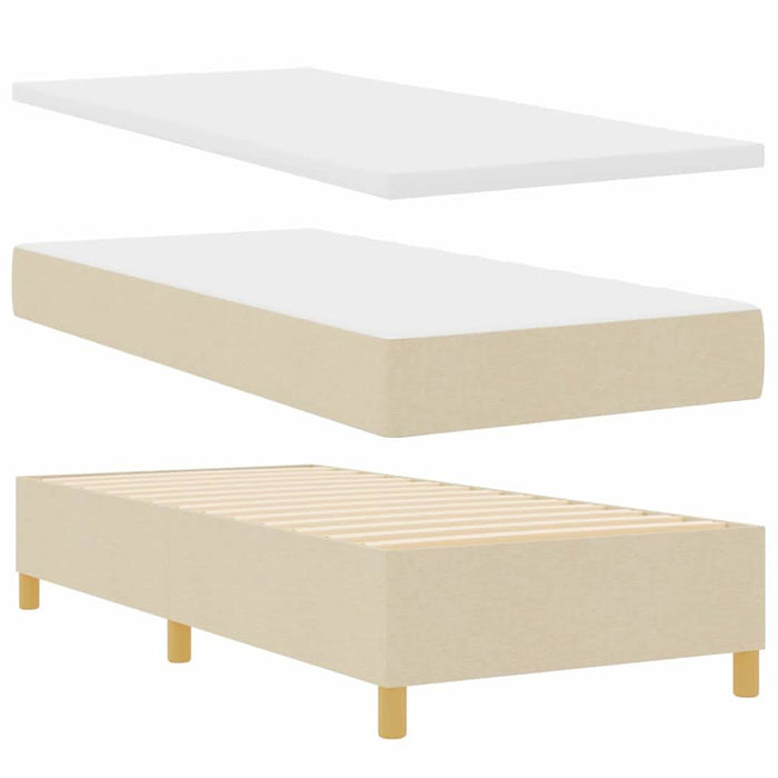 Pat cu arcuri cu pernă cu headboard Crem 190 x 90 cm țesătură WALTI