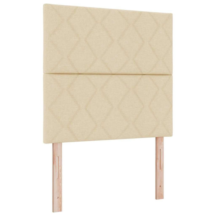 Pat cu arcuri cu pernă cu headboard Crem 190 x 90 cm țesătură WALTI