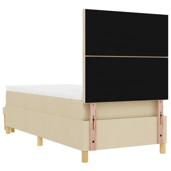 Pat cu arcuri cu pernă cu headboard Crem 190 x 90 cm țesătură WALTI