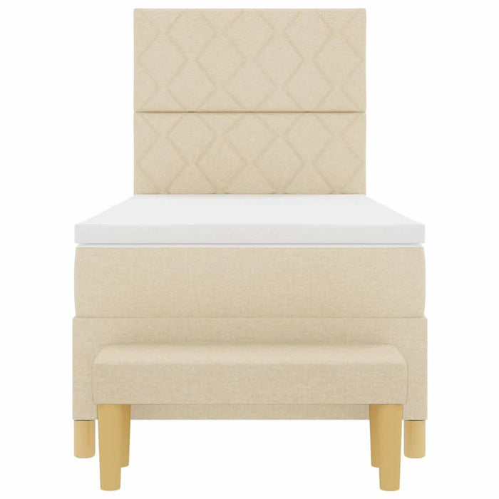 Pat cu arcuri cu pernă cu headboard Crem 190 x 90 cm țesătură WALTI