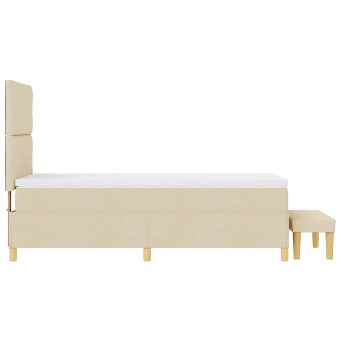 Pat cu arcuri cu pernă cu headboard Crem 190 x 90 cm țesătură WALTI