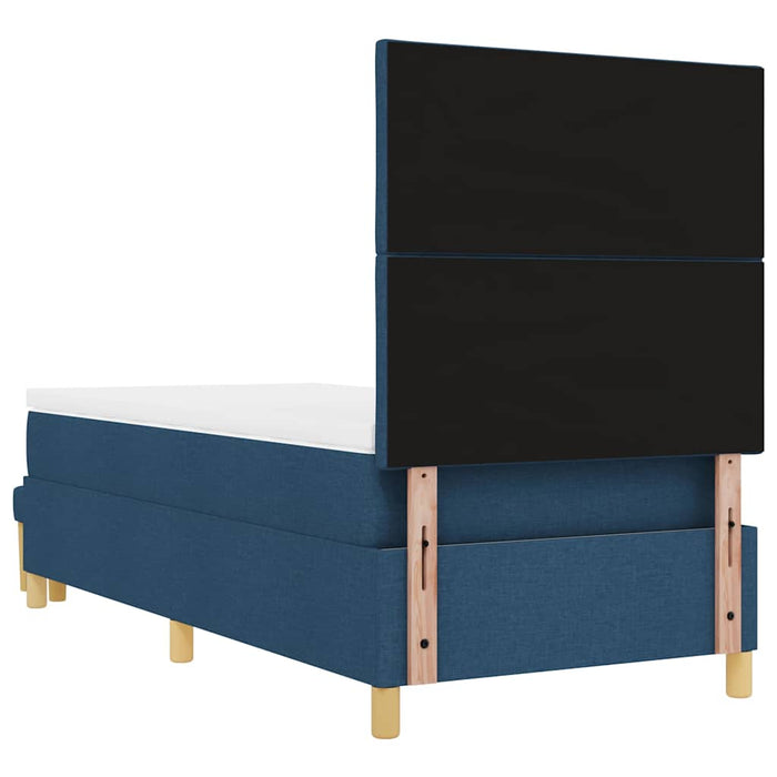 Pat cu arcuri cu headboard albastru 190 x 90 cm țesătură WALTI