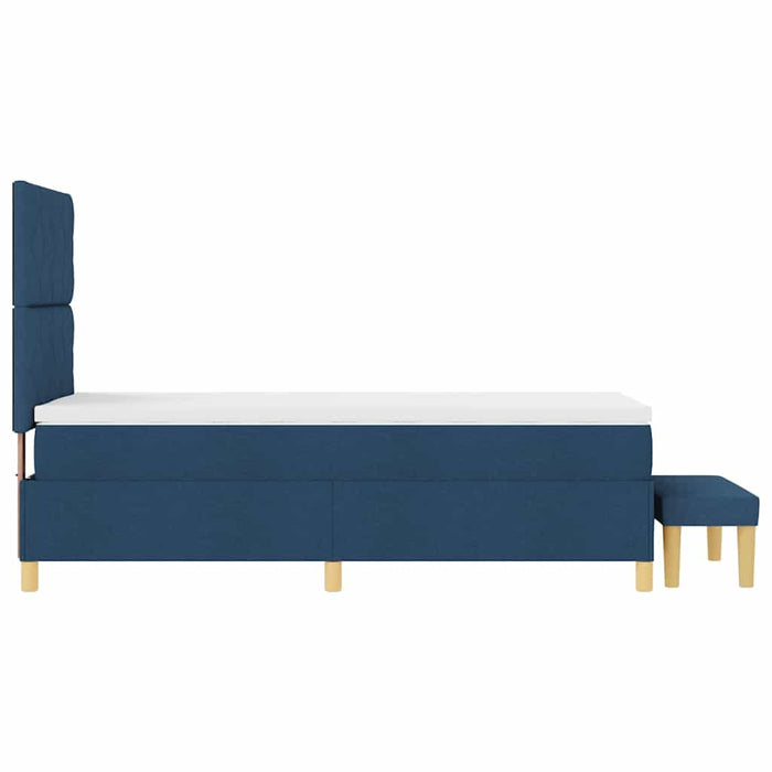 Pat cu arcuri cu headboard albastru 190 x 90 cm țesătură WALTI