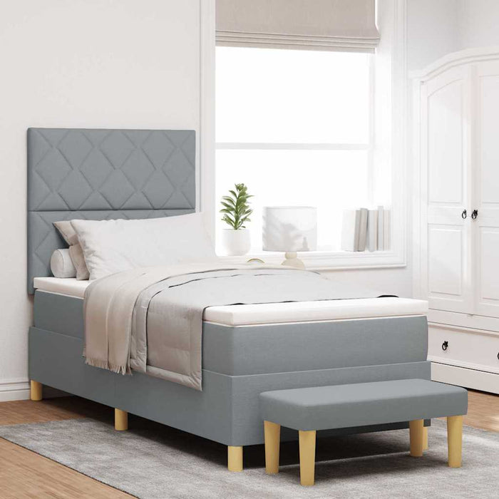 Pat cu arcuri cu headboard Gri deschis 200 x 80 cm țesătură WALTI
