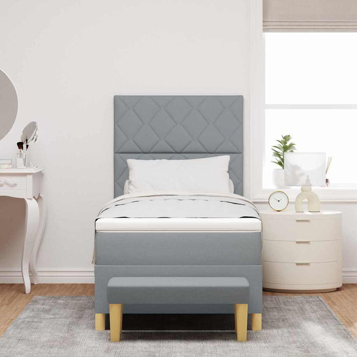 Pat cu arcuri cu headboard Gri deschis 200 x 80 cm țesătură WALTI