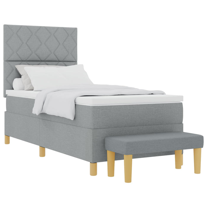 Pat cu arcuri cu headboard Gri deschis 200 x 80 cm țesătură WALTI