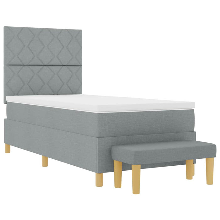 Pat cu arcuri cu headboard Gri deschis 200 x 80 cm țesătură WALTI