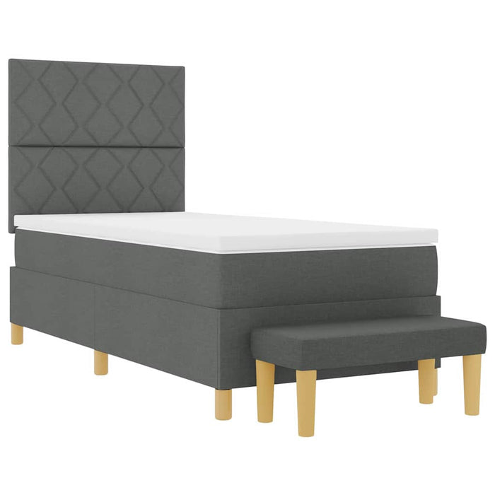 Pat cu arcuri cu headboard Gri închis 200 x 90 cm țesătură WALTI