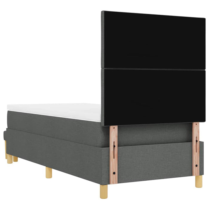 Pat cu arcuri cu headboard Gri închis 200 x 90 cm țesătură WALTI