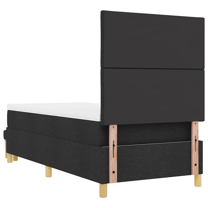 Pat cu arcuri cu pernă cu headboard Negru 200 x 90 cm țesătură WALTI