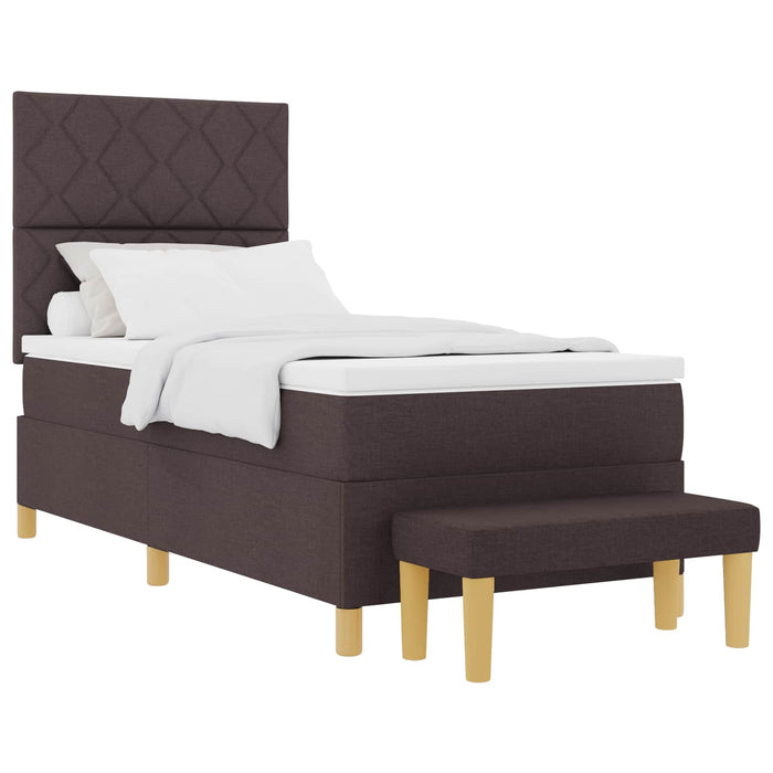 Pat cu arcuri cu headboard Maro închis 200 x 90 cm țesătură WALTI