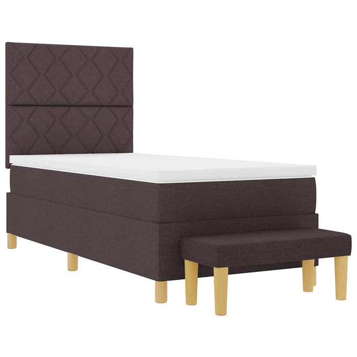 Pat cu arcuri cu headboard Maro închis 200 x 90 cm țesătură WALTI
