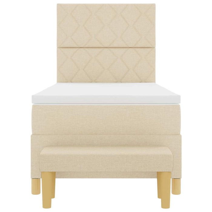 Pat cu arcuri cu headboard Crem 200 x 90 cm țesătură WALTI