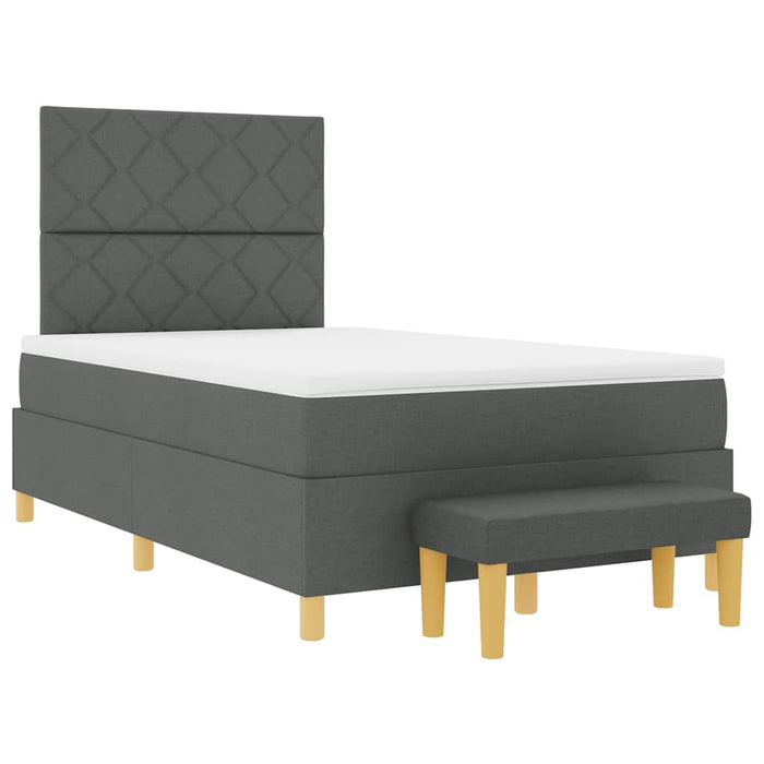 Pat cu arcuri cu headboard Gri închis 190 x 120 cm țesătură - WALTI WALTI