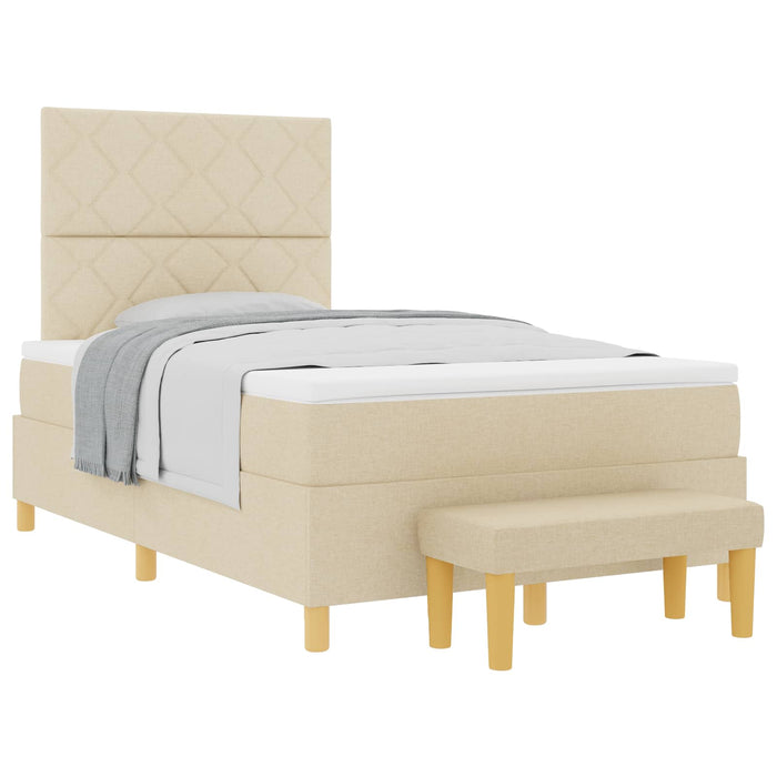 Pat cu arcuri cu saltea cu headboard Crem 120 x 190 cm țesătură - WALTI WALTI