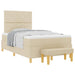 Pat cu arcuri cu saltea cu headboard Crem 120 x 190 cm țesătură - WALTI WALTI