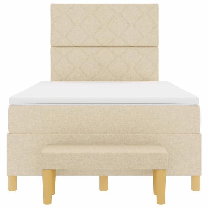 Pat cu arcuri cu saltea cu headboard Crem 120 x 190 cm țesătură - WALTI WALTI