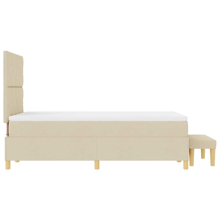 Pat cu arcuri cu saltea cu headboard Crem 120 x 190 cm țesătură - WALTI WALTI