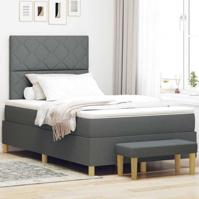 Pat cu arcuri cu pernă Gri închis 200 x 120 cm țesătură - WALTI WALTI