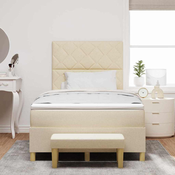 Pat cu arcuri cu saltea cu headboard Crem 120 x 200 cm țesătură - WALTI WALTI