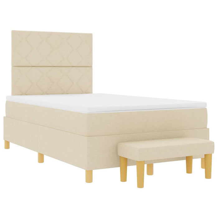 Pat cu arcuri cu saltea cu headboard Crem 120 x 200 cm țesătură - WALTI WALTI