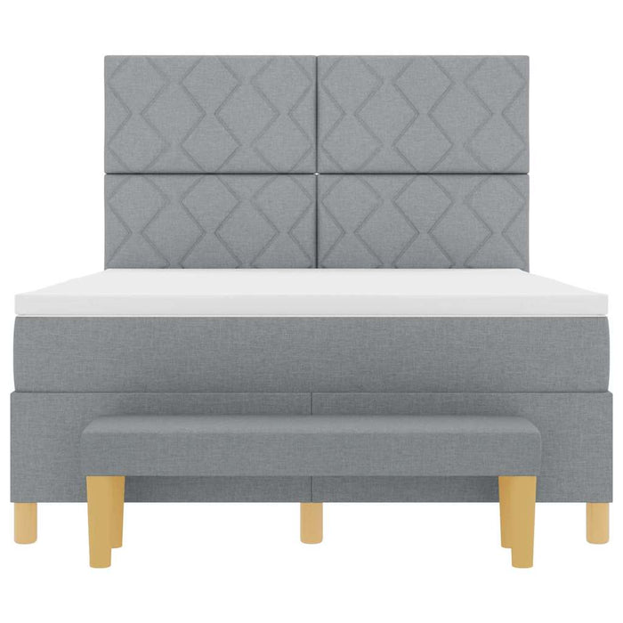 Pat cu arcuri cu headboard Gri deschis 190 x 140 cm țesătură - WALTI WALTI