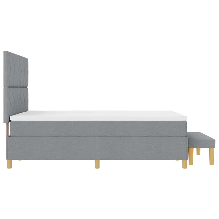 Pat cu arcuri cu headboard Gri deschis 190 x 140 cm țesătură - WALTI WALTI