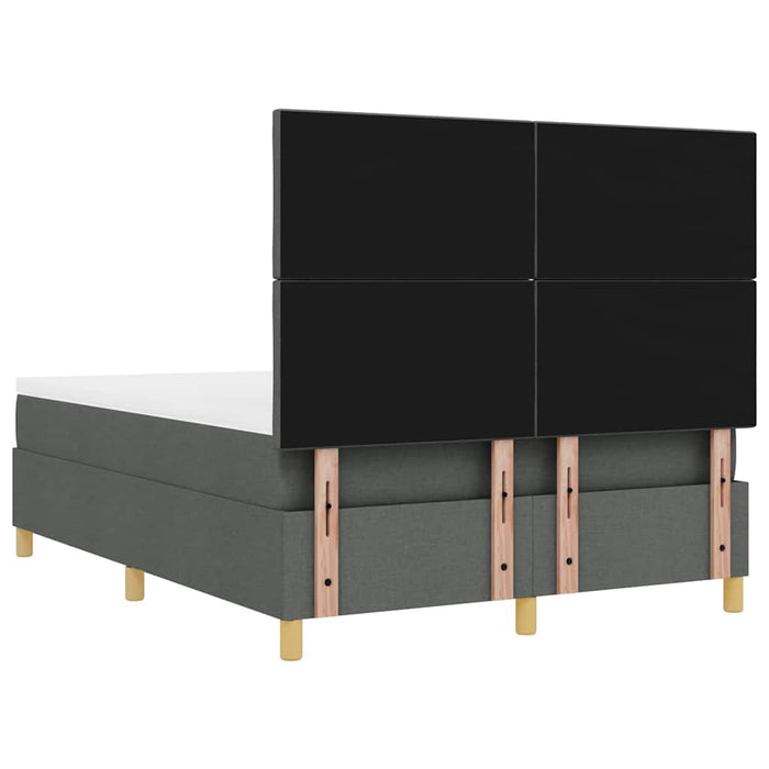 Pat cu arcuri cu headboard Gri închis 190 x 140 cm țesătură WALTI
