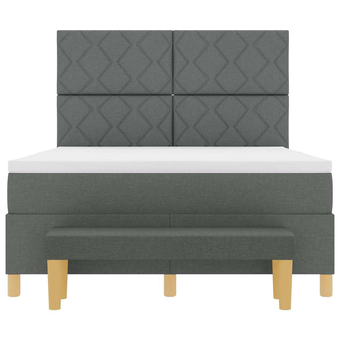 Pat cu arcuri cu headboard Gri închis 190 x 140 cm țesătură WALTI