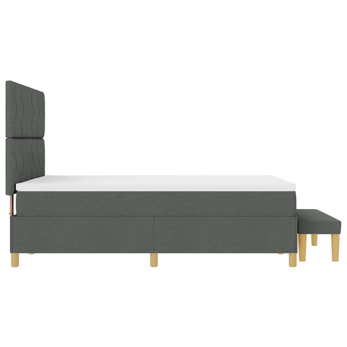 Pat cu arcuri cu headboard Gri închis 190 x 140 cm țesătură WALTI