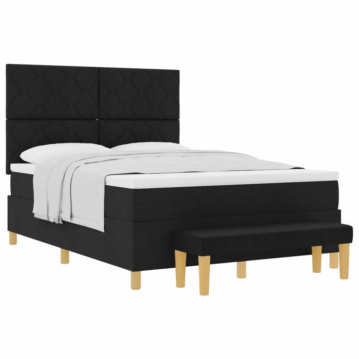 Pat cu arcuri cu pernă cu headboard Negru 190 x 140 cm țesătură WALTI