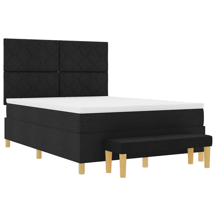Pat cu arcuri cu pernă cu headboard Negru 190 x 140 cm țesătură WALTI