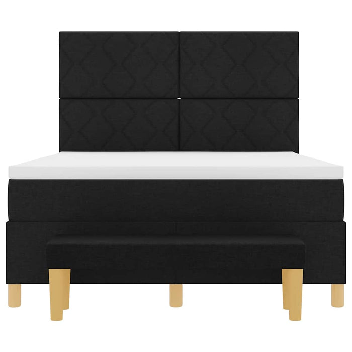 Pat cu arcuri cu pernă cu headboard Negru 190 x 140 cm țesătură WALTI