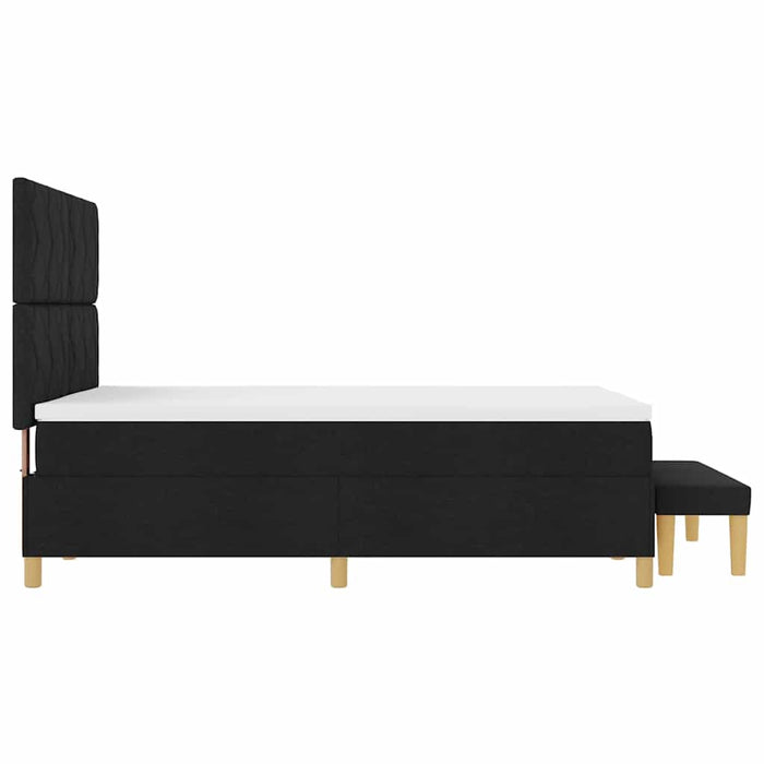 Pat cu arcuri cu pernă cu headboard Negru 190 x 140 cm țesătură WALTI