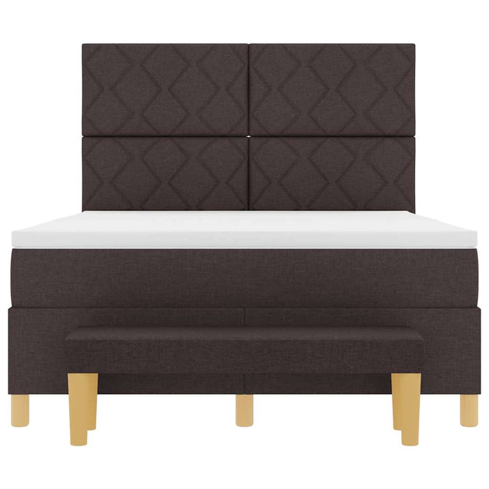 Pat cu arcuri cu headboard Maro închis 190 x 140 cm țesătură WALTI