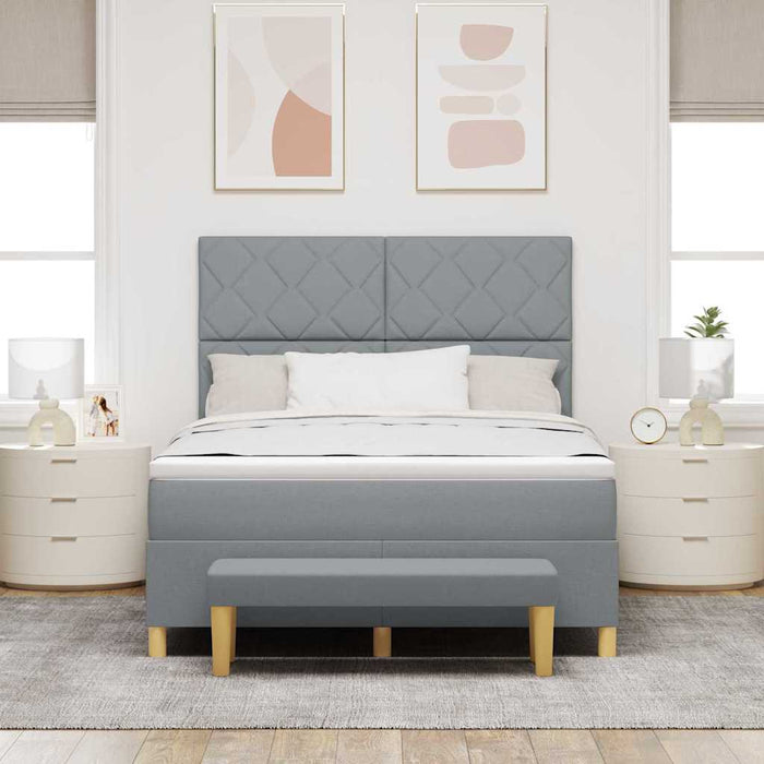 Pat cu arcuri cu pernă Gri deschis 200 x 140 cm țesătură - WALTI WALTI