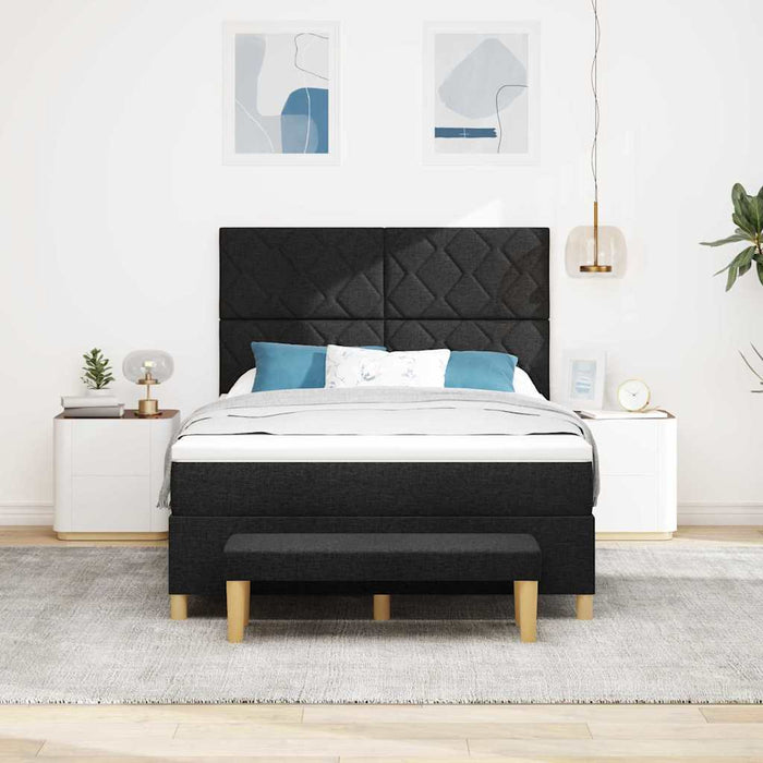 Pat cu arcuri cu pernă cu headboard Negru 200 x 140 cm țesătură WALTI