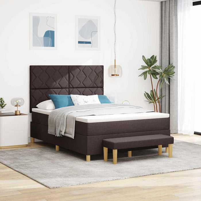 Pat cu arcuri cu headboard Maro închis 200 x 140 cm țesătură WALTI